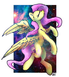 Size: 890x987 | Tagged: safe, artist:xmagicdarknessx, fluttershy, pegasus, pony, female, galaxy, mare, solo, wings