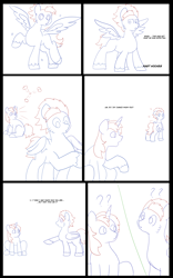 Size: 5000x8000 | Tagged: safe, artist:chedx, oc, oc:fast hooves, oc:home defence, pony, comic:the fusion flashback, butt, clydesdale, comic, commissioner:bigonionbean, confused, confusion, dialogue, flank, fusion, fusion:fast hooves, fusion:home defence, large butt, magic, panicking, plot, potion, sketch, sketch dump, swelling, wings extended, writer:bigonionbean