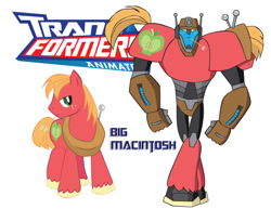 Size: 900x695 | Tagged: safe, artist:inspectornills, big macintosh, earth pony, pony, robot, crossover, male, simple background, stallion, transformares, transformers, transformers animated, white background