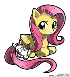 Size: 769x844 | Tagged: safe, artist:angelwaveo6, artist:lindsay cibos, color edit, edit, angel bunny, fluttershy, pegasus, pony, colored, cute, female, folded wings, lying down, mare, prone, shyabetes, simple background, transparent background, wings