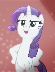 Size: 719x940 | Tagged: safe, screencap, rarity, pony, unicorn, fake it 'til you make it, bipedal, confident, cropped, hooves on hips, open mouth, pose, solo