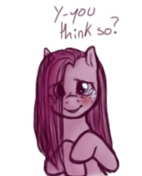 Size: 553x683 | Tagged: safe, artist:breezietype, pinkie pie, earth pony, pony, blushing, crying, cute, looking at you, pinkamena diane pie, simple background, solo, talking to viewer, white background