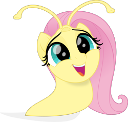 Size: 3590x3420 | Tagged: safe, artist:sollace, fluttershy, original species, my little pony: the movie, cute, happy, looking at you, open mouth, shyabetes, simple background, slug, slug pony, sluggershy, smiling, solo, species swap, transparent background, vector, wat