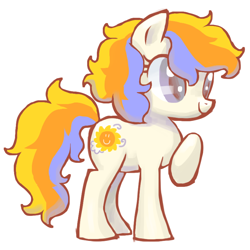 Size: 800x800 | Tagged: safe, artist:needsmoarg4, sunny daze (g3), earth pony, pony, g3, female, g3 to g4, generation leap, mare, raised hoof, simple background, smiling, solo, white background