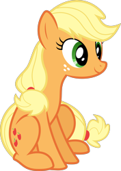 Size: 7374x10425 | Tagged: safe, artist:kevinerino, applejack, earth pony, pony, leap of faith, .svg available, absurd resolution, hatless, missing accessory, simple background, sitting, solo, transparent background, vector