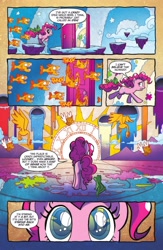 Size: 1920x2953 | Tagged: safe, artist:tonyfleecs, idw, gummy, pinkie pie, earth pony, pony, spoiler:comic, spoiler:comic57, chaos, comic, eye reflection, female, friedrich nietzsche, mare, official comic, preview, reflection, the discord zone