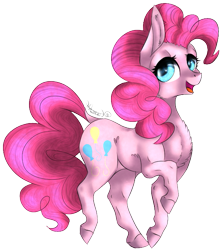 Size: 563x633 | Tagged: safe, artist:lunawolf28, pinkie pie, pony, chest fluff, dock, happy, simple background, solo, transparent background, unshorn fetlocks, walking