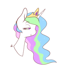 Size: 2000x2500 | Tagged: safe, artist:katyusha, princess celestia, alicorn, pony, bust, female, mare, smug