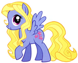 Size: 306x250 | Tagged: safe, lily blossom, pegasus, pony, female, mare, official, simple background, smiling, solo, white background