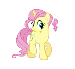 Size: 913x842 | Tagged: safe, artist:flipwix, fluttershy, oc, oc:flutterheart, pony, unicorn, alternate cutie mark, alternate hairstyle, alternate universe, female, hilarious in hindsight, mare, race swap, simple background, smiling, solo, the flutterby effect, transparent background, unicorn fluttershy