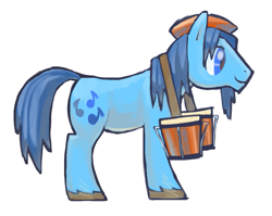 Size: 915x727 | Tagged: safe, artist:needsmoarg4, blues, noteworthy, earth pony, pony, drums, male, simple background, smiling, solo, stallion, white background