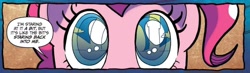 Size: 1070x313 | Tagged: safe, artist:tonyfleecs, idw, pinkie pie, pony, spoiler:comic, spoiler:comic57, eye, eye reflection, eyes, friedrich nietzsche, official comic, reflection