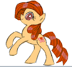 Size: 485x454 | Tagged: safe, artist:needsmoarg4, earth pony, pony, female, mare, rearing, ribbon heart, simple background, smiling, solo, white background