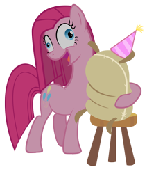 Size: 3000x3544 | Tagged: safe, artist:are-you-jealous, madame leflour, pinkie pie, pony, party of one, high res, pinkamena diane pie, simple background, solo, stool, transparent background, vector