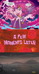 Size: 618x1152 | Tagged: safe, screencap, pinkie pie, alicorn, pony, the cutie re-mark, spoiler:comic, spoiler:comic57, alicornified, alternate timeline, ashlands timeline, barren, implied genocide, krusty love, pinkiecorn, post-apocalyptic, princess of chaos, race swap, spoiler, spongebob squarepants, spongebob time card, wasteland, xk-class end-of-the-world scenario