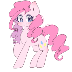 Size: 768x768 | Tagged: safe, artist:windymils, pinkie pie, earth pony, pony, blushing, female, looking at you, mare, raised hoof, simple background, smiling, solo, white background