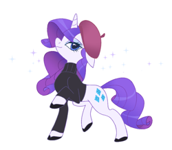 Size: 738x644 | Tagged: safe, artist:vergolophus, rarity, pony, unicorn, sweet and elite, beatnik rarity, beret, clothes, female, hat, mare, simple background, solo, sweater, white background