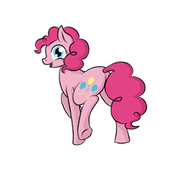 Size: 1000x1000 | Tagged: safe, artist:haarukanpalvoja, pinkie pie, earth pony, pony, female, looking back, mare, raised leg, simple background, solo, transparent background