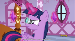 Size: 1280x713 | Tagged: safe, derpibooru import, screencap, twilight sparkle, twilight sparkle (alicorn), alicorn, pony, castle sweet castle, female, loupe, mare, meme, youtube caption