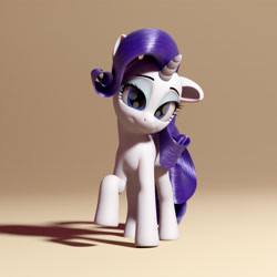 Size: 2160x2160 | Tagged: safe, artist:rogerdaily, rarity, pony, unicorn, 3d, blender, cute, eyeshadow, female, lidded eyes, looking at you, makeup, mare, model:djthed, raised hoof, raribetes, solo