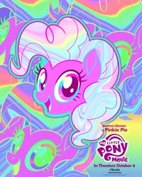 Size: 2000x2500 | Tagged: safe, pinkie pie, earth pony, pony, my little pony: the movie, andrea libman, movie poster, my little pony logo, official, poster, solo