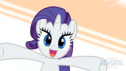 Size: 1280x720 | Tagged: safe, artist:reverse studios, rarity, pony, unicorn, animated, big smile, cute, eyelashes, eyes closed, female, gif, grin, happy, hooves to the chest, hooves together, hooves up, mare, open mouth, raribetes, smiling, smiling at you, solo