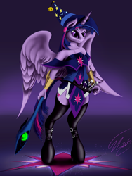 Size: 1500x2000 | Tagged: safe, artist:althyra-nex, derpibooru import, twilight sparkle, twilight sparkle (alicorn), alicorn, anthro, unguligrade anthro, dark magician girl, solo, yu-gi-oh!