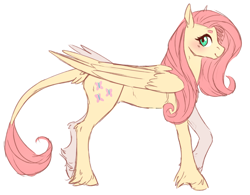 Size: 1100x859 | Tagged: safe, artist:battaswing, fluttershy, pegasus, pony, female, leonine tail, mare, simple background, solo, unshorn fetlocks, white background