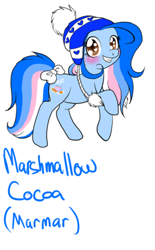 Size: 290x467 | Tagged: safe, artist:momo-butt, earth pony, pony, g3, female, g3 to g4, generation leap, hat, mare, marshmallow coco (g3), raised hoof, simple background, solo, white background