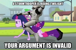 Size: 540x359 | Tagged: safe, derpibooru import, twilight sparkle, equestria girls, meme, random, star wars, stormtrooper, your argument is invalid