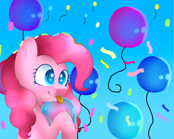 Size: 1280x1024 | Tagged: safe, artist:wintersporkle, pinkie pie, pony, balloon, solo, tongue out