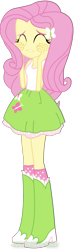 Size: 900x3039 | Tagged: safe, artist:jucamovi1992, fluttershy, equestria girls, boots, clothes, eyes closed, female, nervous, shoes, simple background, skirt, socks, solo, tanktop, transparent background