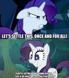 Size: 1280x1440 | Tagged: safe, artist:jaredking203, edit, edited screencap, screencap, mean rarity, rarity, pony, unicorn, do princesses dream of magic sheep, the mean 6, caption, clone, duo, female, mare, meme, text