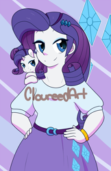 Size: 1650x2550 | Tagged: safe, artist:cloureed, rarity, pony, unicorn, equestria girls, human ponidox, self ponidox, shoulder pony