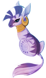 Size: 446x750 | Tagged: safe, artist:barrowbutt, zecora, zebra, ear piercing, earring, female, jewelry, looking back, mare, neck rings, piercing, simple background, sitting, solo, white background