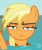 Size: 301x362 | Tagged: safe, screencap, applejack, earth pony, pony, ppov, applejack is not amused, reaction image, solo, unamused, wet mane