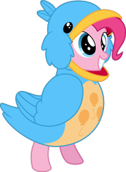 Size: 2733x3704 | Tagged: safe, artist:camo-pony, pinkie pie, pony, eqg summertime shorts, equestria girls, the art of friendship, animal costume, bird costume, clothes, costume, cute, diapinkes, equestria girls ponified, eye shimmer, pinkie birdie, ponified, simple background, solo, transparent background, vector