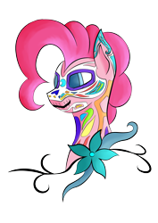 Size: 2895x4092 | Tagged: safe, artist:drgnwolf, pinkie pie, earth pony, pony, bust, calavera, dia de los muertos, female, mare, simple background, solo, transparent background