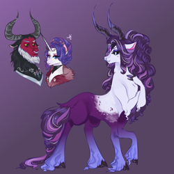 Size: 3000x3000 | Tagged: safe, alternate version, artist:bunnari, lord tirek, rarity, oc, oc only, centaur, hybrid, ponytaur, cloven hooves, female, interspecies offspring, nose piercing, nose ring, offspring, parent:lord tirek, parent:rarity, parents:rarirek, piercing, rarirek, unshorn fetlocks