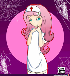 Size: 750x820 | Tagged: safe, artist:caoscore, fluttershy, equestria girls, clothes, female, flutternurse, halloween, holiday, human coloration, nurse, patreon, patreon logo, red cross, solo