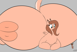 Size: 3496x2362 | Tagged: safe, artist:taurson, oc, oc only, oc:bagel, oc:coffee, pony, anatomically incorrect, antlers, female, huge butt, hyper butt, impossibly large butt, large butt, macro/micro, male, size difference