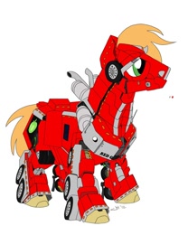 Size: 750x900 | Tagged: safe, artist:ironraptor, big macintosh, earth pony, pony, robot, colored, male, red giant, simple background, solo, stallion, transformers, truck, white background