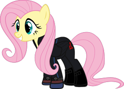 Size: 1600x1154 | Tagged: safe, artist:grapefruitface1, derpibooru exclusive, edit, fluttershy, pegasus, pony, avengers, black widow (marvel), clothes, crossover, marvel, marvel cinematic universe, parody, scarlett johansson, simple background, solo, transparent background, vector, vector edit