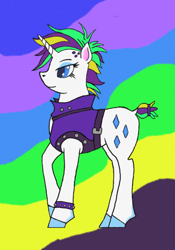 Size: 1170x1669 | Tagged: safe, artist:assertiveshypony, rarity, pony, unicorn, it isn't the mane thing about you, alternate hairstyle, clothes, digital art, punk, raripunk, simple background