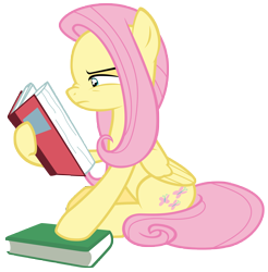 Size: 7000x7100 | Tagged: safe, artist:tardifice, fluttershy, pegasus, pony, a health of information, absurd resolution, book, female, mare, simple background, solo, transparent background, vector