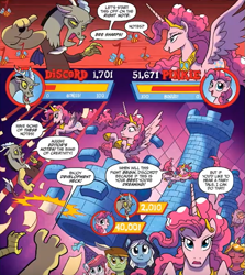 Size: 541x606 | Tagged: safe, idw, screencap, big boy the cloud gremlin, discord, pinkie pie, alicorn, draconequus, pony, spoiler:comic, spoiler:comic57, alicornified, chaos, cloud gremlins, comic, comics, female, male, mare, official comic, pinkiecorn, princess of chaos, pun, race swap, xk-class end-of-the-world scenario