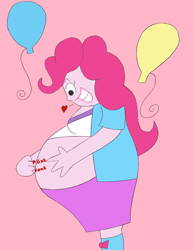 Size: 1773x2293 | Tagged: safe, artist:voreandpreggos, pinkie pie, equestria girls, balloon, belly, preggy pie, pregnant