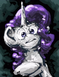 Size: 2550x3300 | Tagged: safe, artist:m0pod, artist:th3ipodm0n, rarity, pony, unicorn, abstract background, female, mare, raised hoof, solo