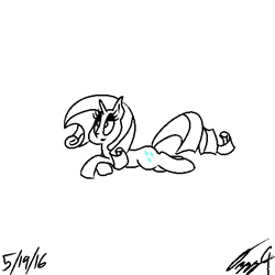 Size: 512x512 | Tagged: safe, artist:ozzyg, rarity, pony, unicorn, female, mare, partial color, prone, solo