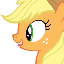 Size: 11140x11198 | Tagged: safe, artist:cyanlightning, applejack, earth pony, pony, twilight's kingdom, .svg available, absurd resolution, hat, simple background, solo, tongue bite, tongue out, transparent background, vector